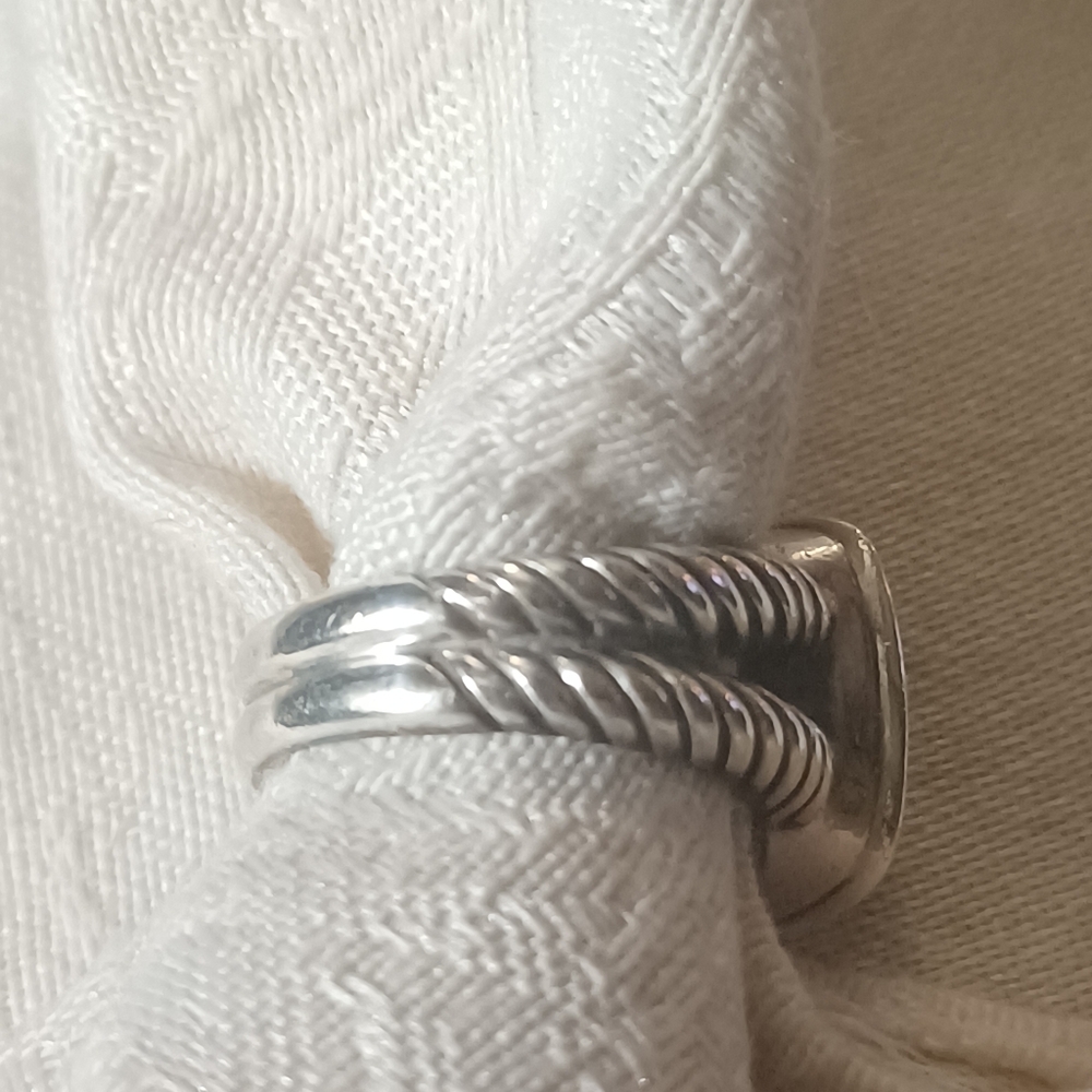 David Yurman Albion Ring with Onyx and Diamonds, SS, Size 7 - Picture 3 of 12